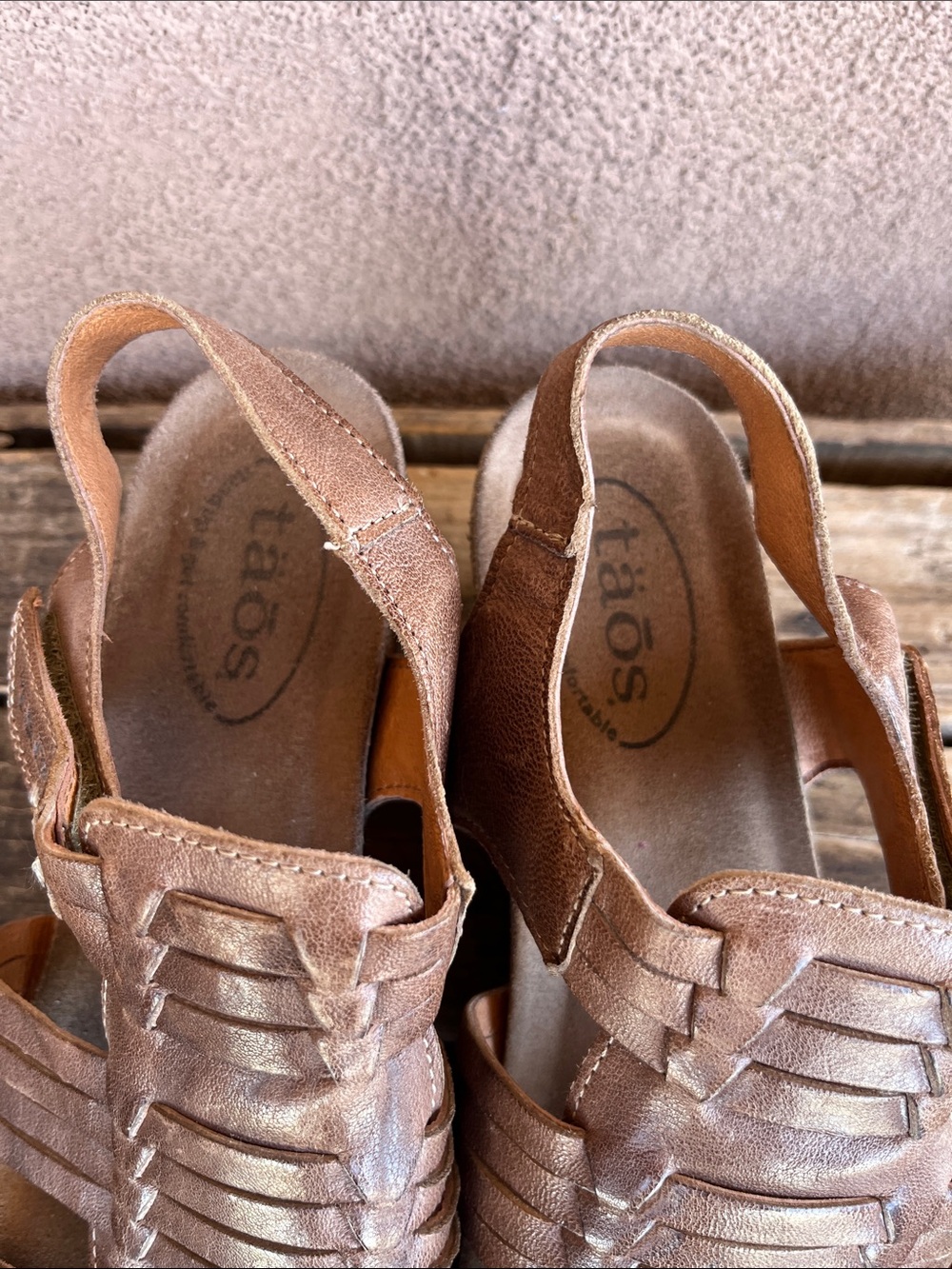 Taos Brown Woven leather wedge Sandals - Picture 4 of 9